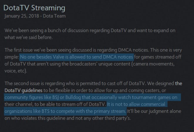 Valve on DMCAs for dota