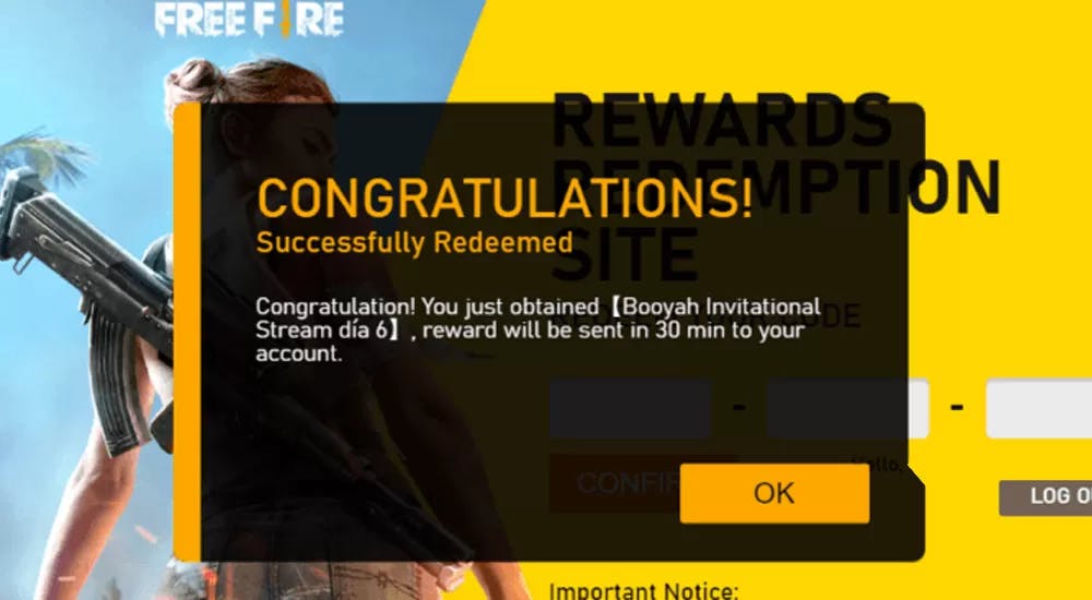 Reward de Free Fire reclamado