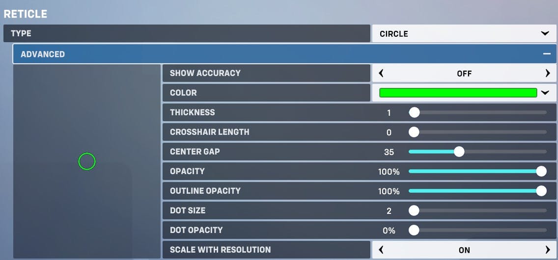 Overwatch 2 crosshair settings