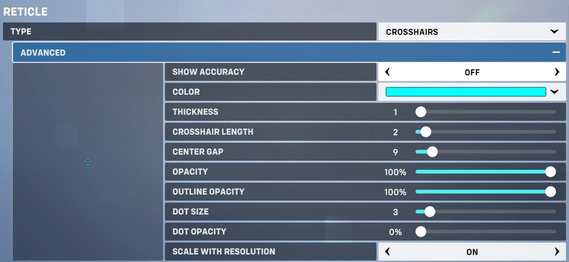 Overwatch 2 crosshair settings