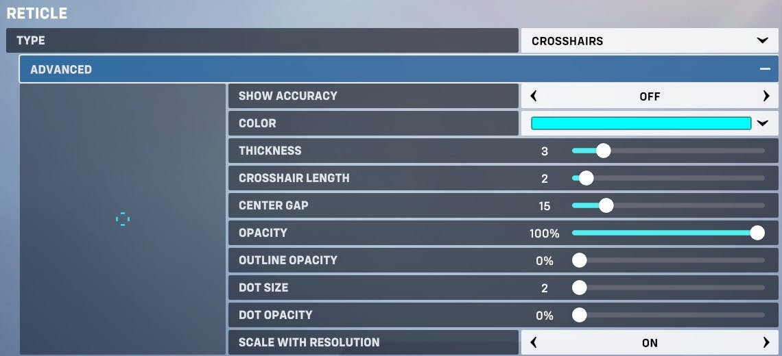 Overwatch 2 crosshair settings