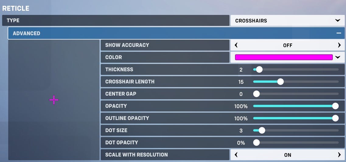 Overwatch 2 crosshair settings