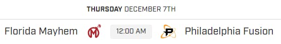 Florida Mayhem VS Philadelphia Fusion OWL
