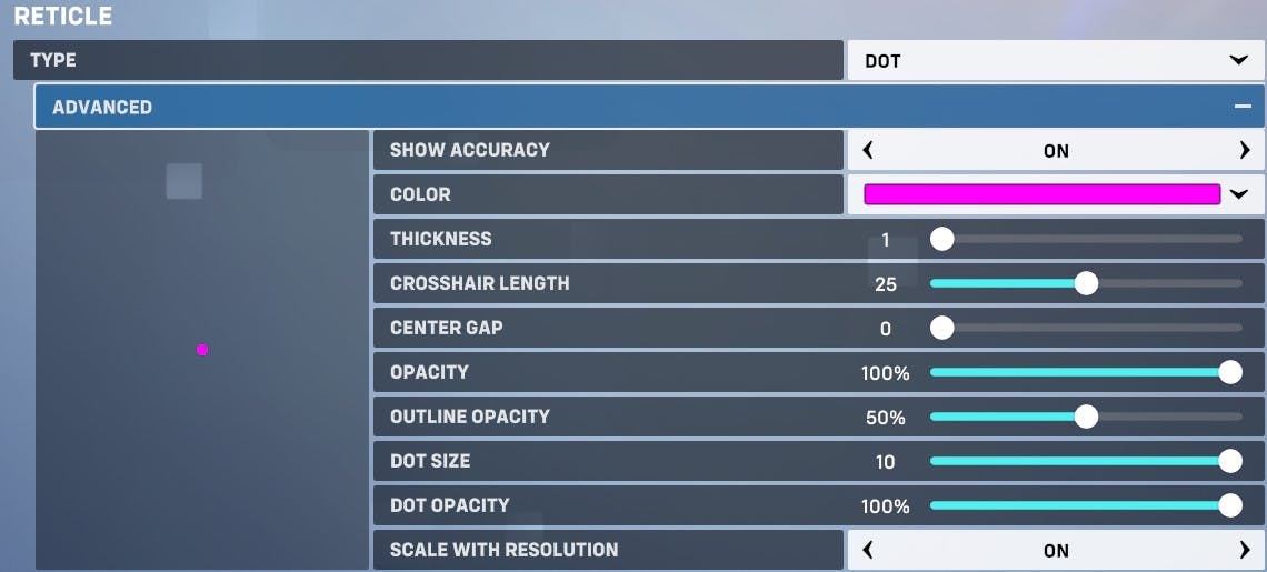 Overwatch 2 crosshair settings