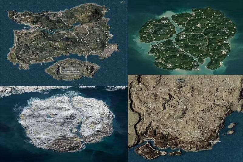 Free Fire vs. PUBG maps