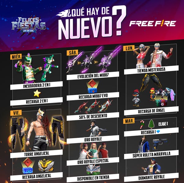  la nueva agenda semanal de Free Fire