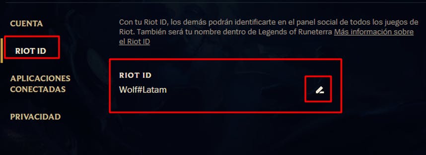  cambiar el nombre de mi Riot ID