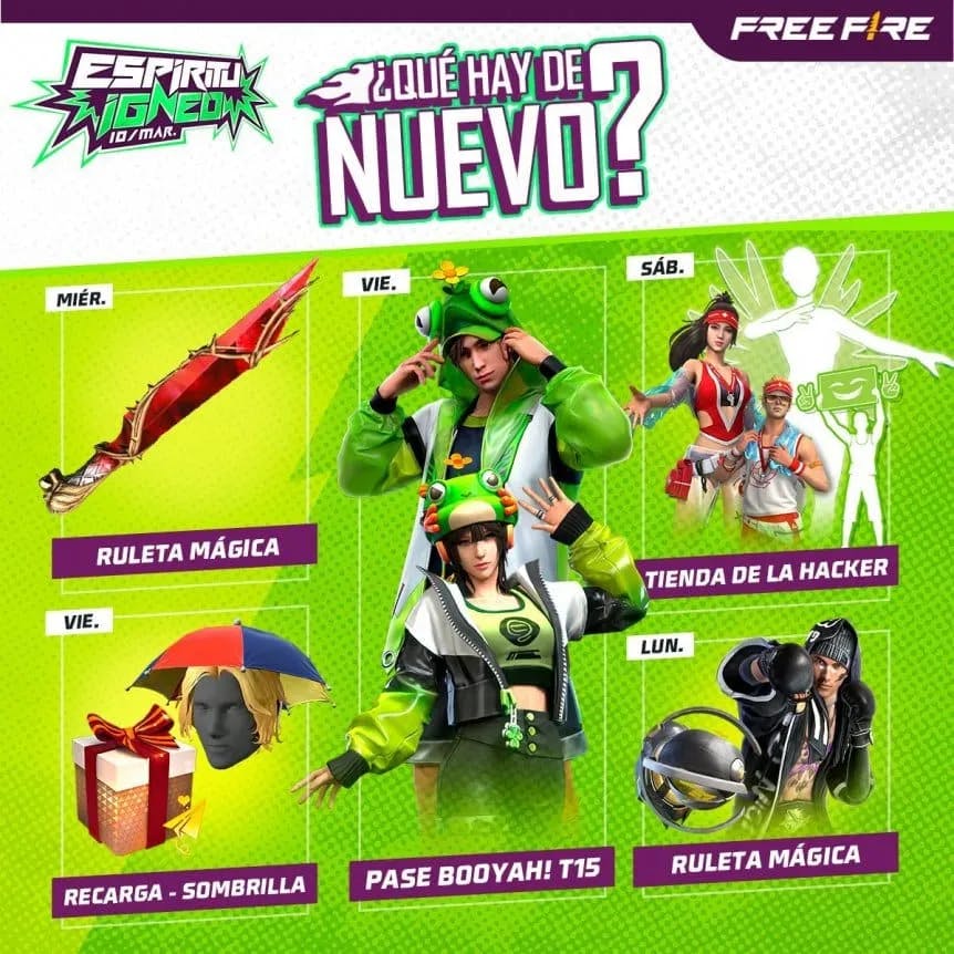 Agenda Semanal Free Fire: 28 de febrero al 5 de marzo