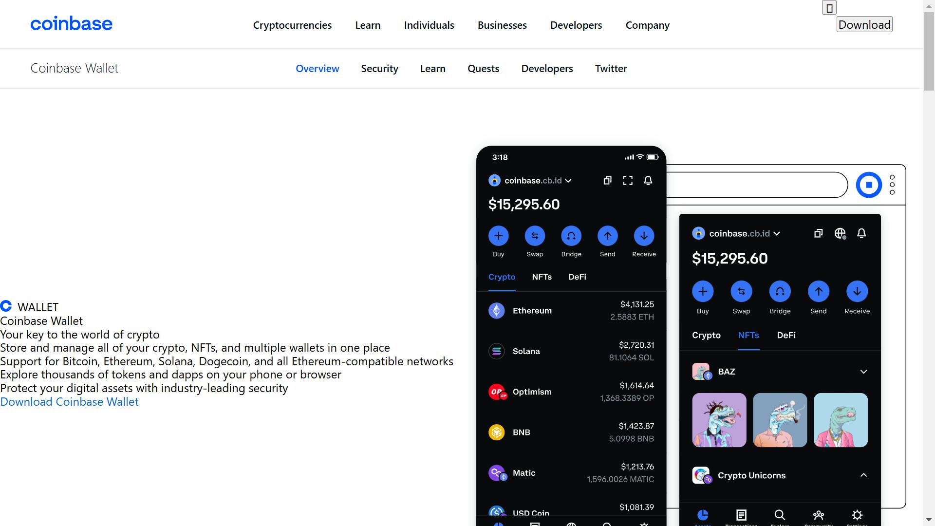 Coinbase Wallet for storing SOL tokens 