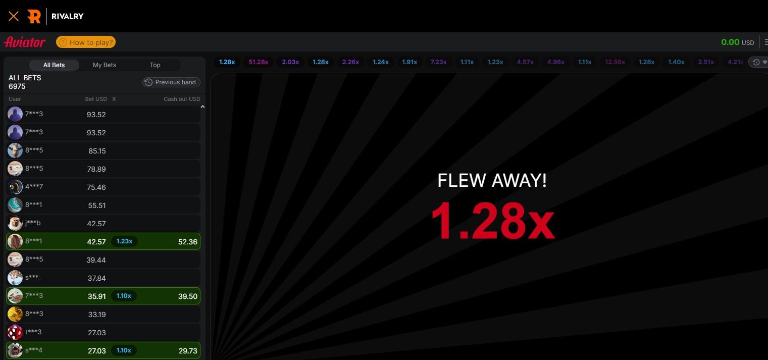 aviator casino game on Rivalry