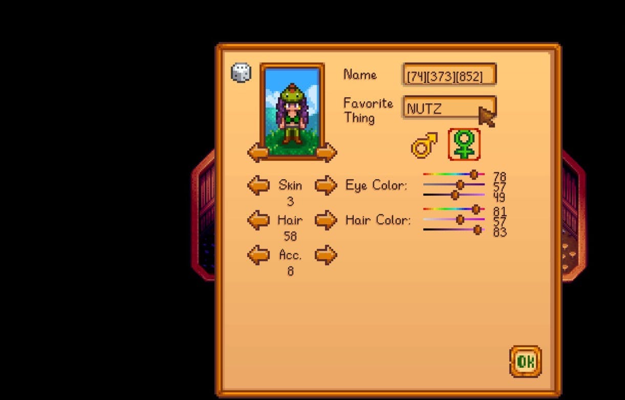 Stardew Valley item codes: changing your name