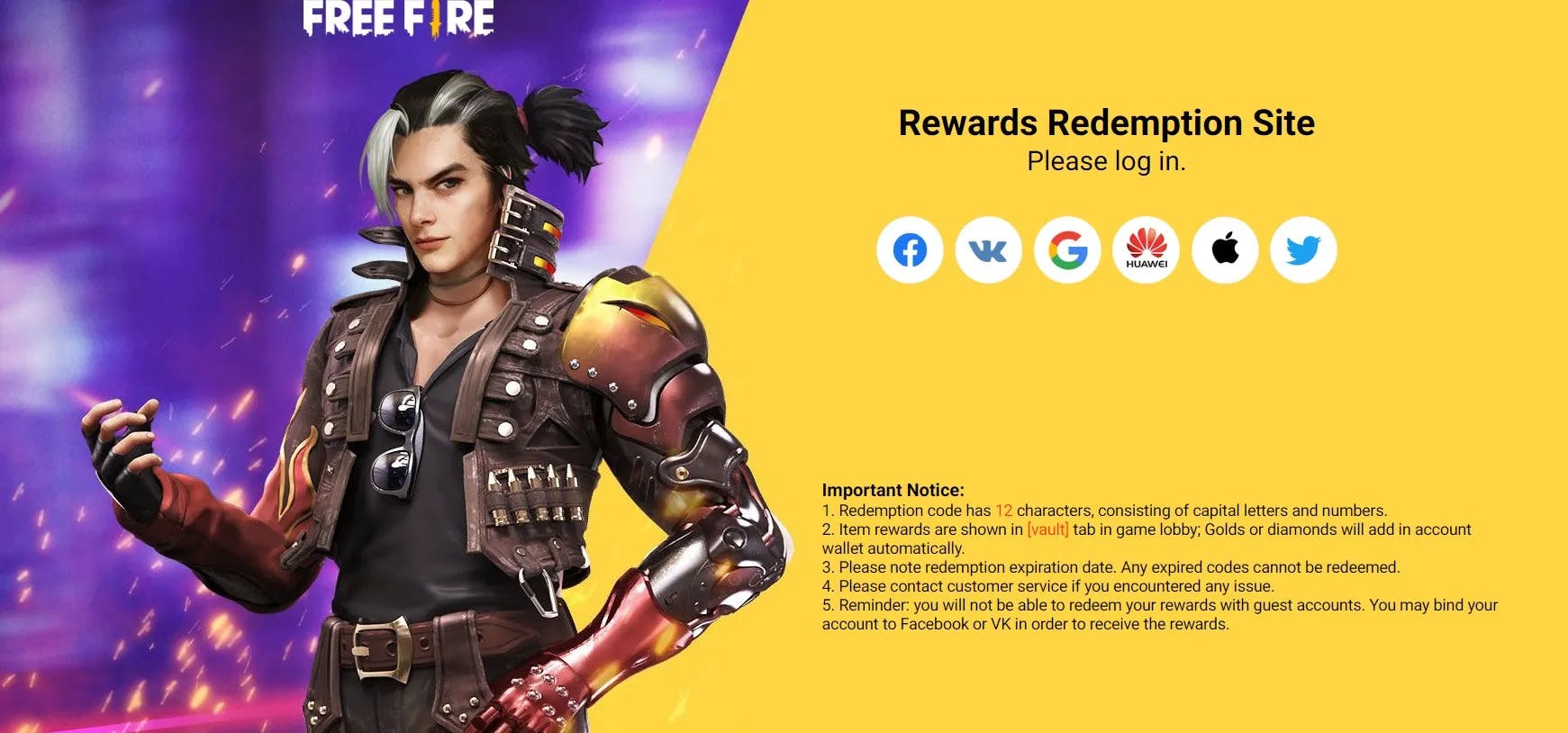 Free Fire redeem codes