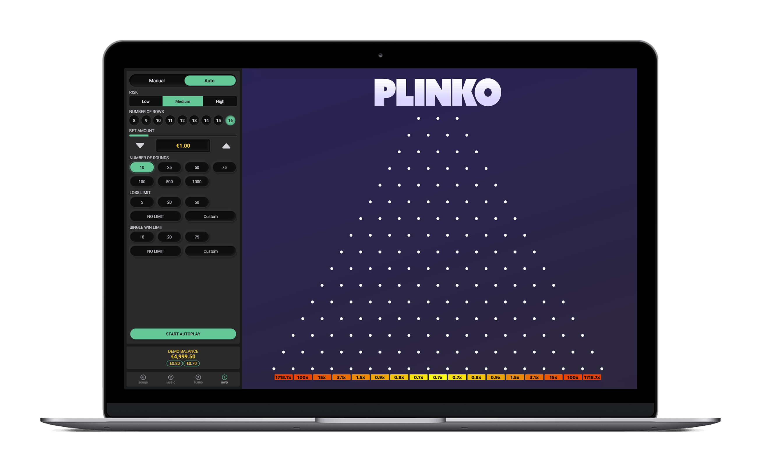 Plinko casino game by Hacksaw Gaming