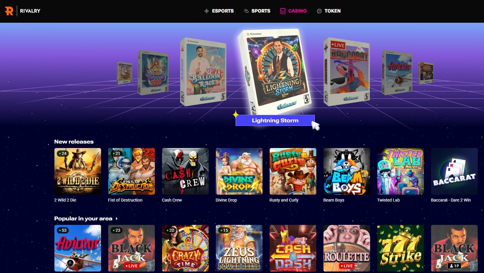 Casino games available on Rivalry