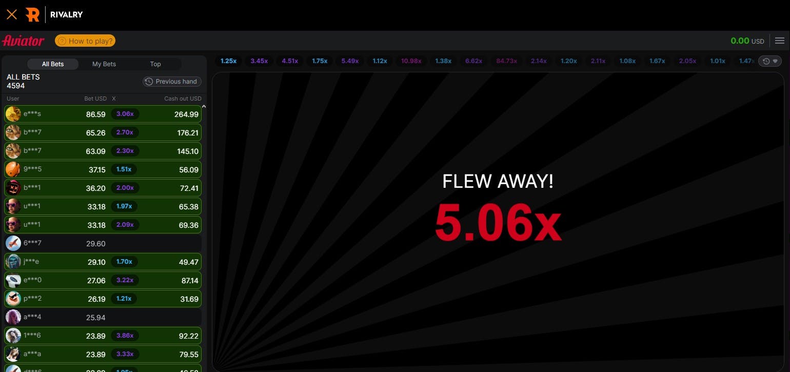 Play Aviator Crash Game on Rivalry