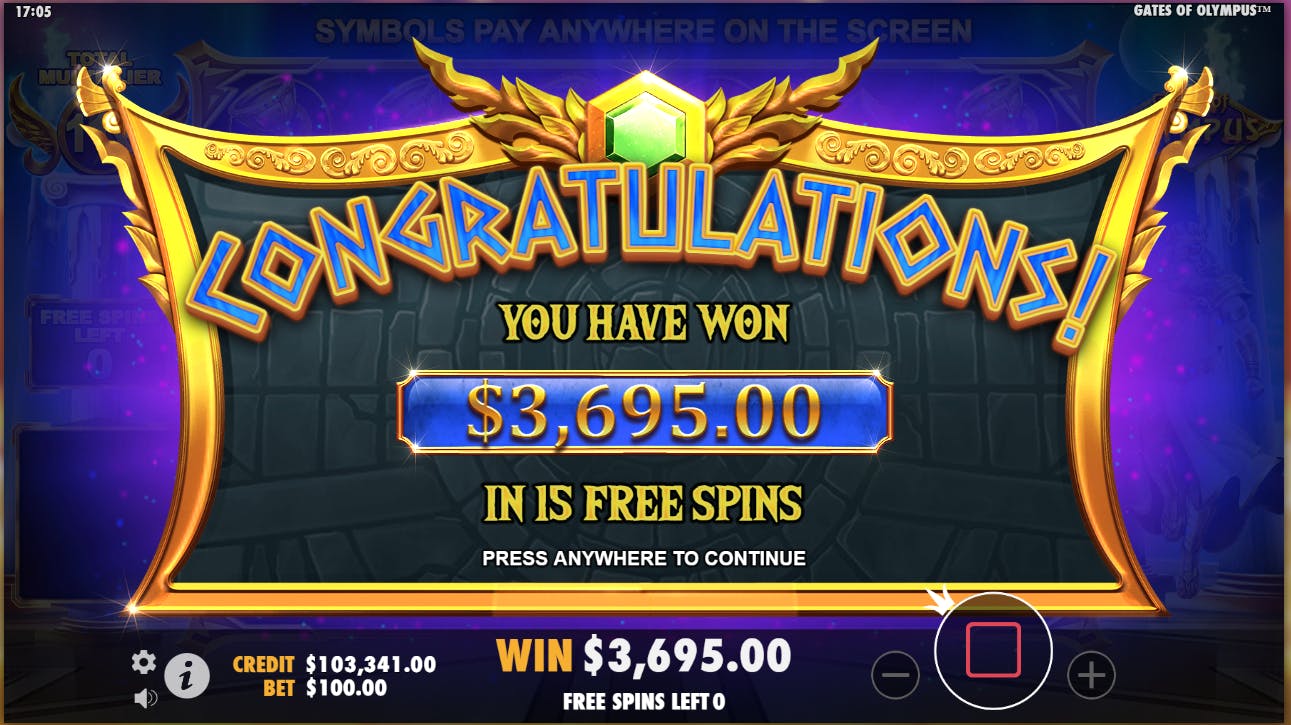 Gates of Olympus Free Spins bonus round