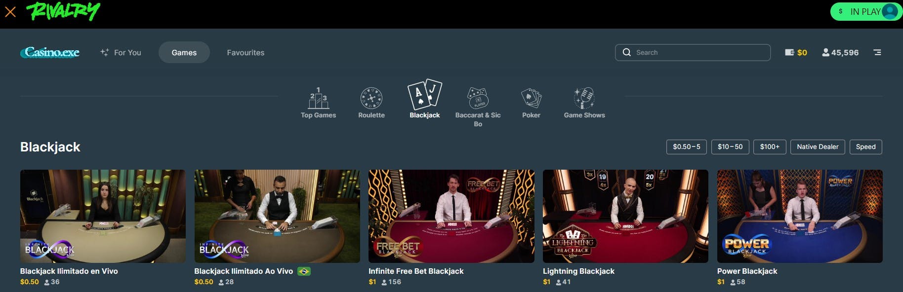 Ontario online casinios offer like Rivalry offer various Blackjack gaming options