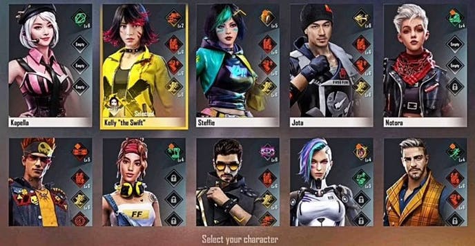 PUBG vs. Free Fire Characters