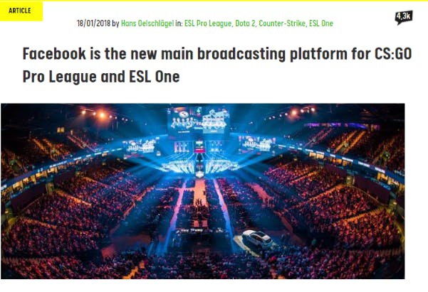 ESL and facebook partner fuels broadcast arguments