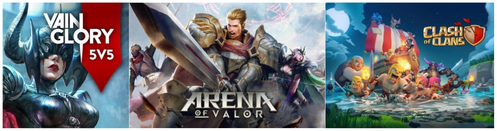 Mobile Esports Titles VainGlory Clash of Clans Arena of Valor