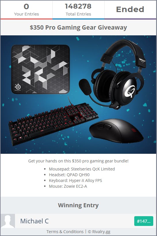 $350 Pro Gaming Gear Prizes Giveaway